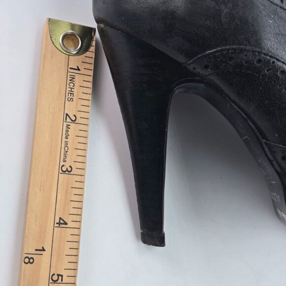 ALDO Y2K Sz 10 Black Leather Lace-Up Brogue Style Heeled Oxford Stiletto Shoes - Picture 4 of 12